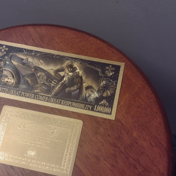 BATMAN THE DARK KNIGHT 24k GOLD NOVELTY NOTE w/GOLD CERTIFICATE OF AUTHENTICITY - Picture 9 of 15